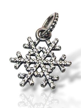 Pandora Retired Sparkling Snowflake Dangle Charm 925 ALE CZ